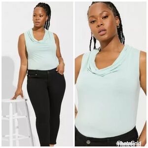 Torrid Cowl Neck Mint Grey Tank Top Sleeveless Blouse